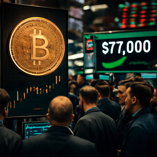 Live Markets Update: Bitcoin Holds Near $77,000 as Fed Transition to Kevin Warsh Approaches