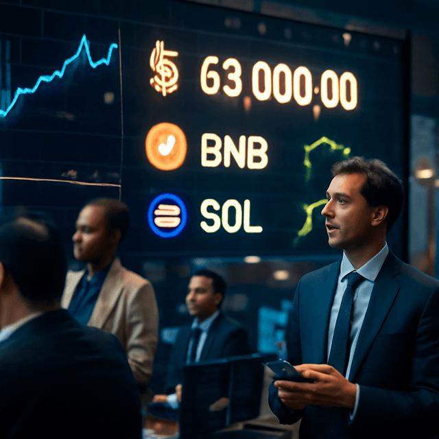 Live Markets: Bitcoin Holds Above $63,000 as BNB and SOL Rise with AI Stocks Rebound