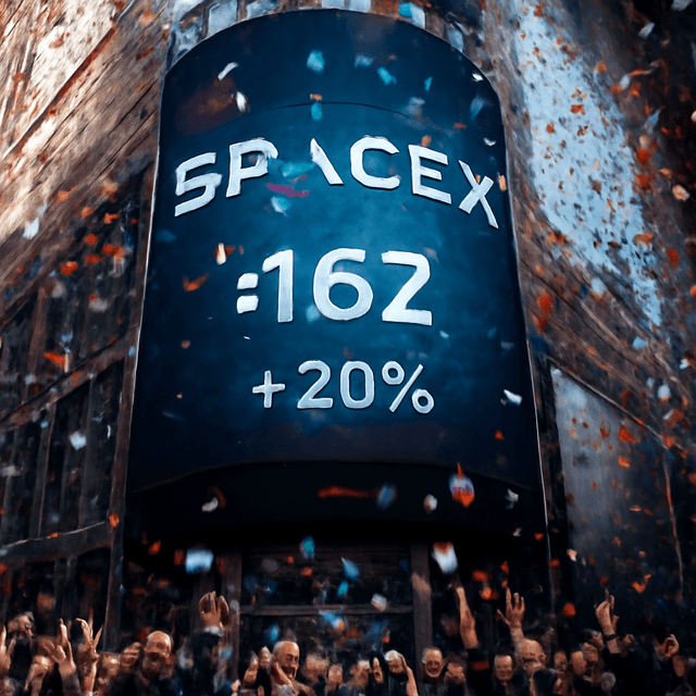 SpaceX Soars 20% to $162 in a Blockbuster Nasdaq Debut