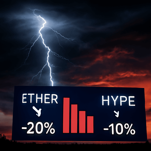 Ether Declines Twice as Much as Bitcoin; HYPE Plunges 10% Amid Chip-Sector Sell-Off